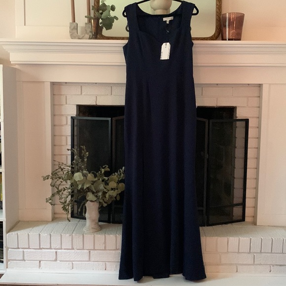 NWT Dress The Population Monroe Side Slit Gown in Midnight Blue - Picture 4 of 8